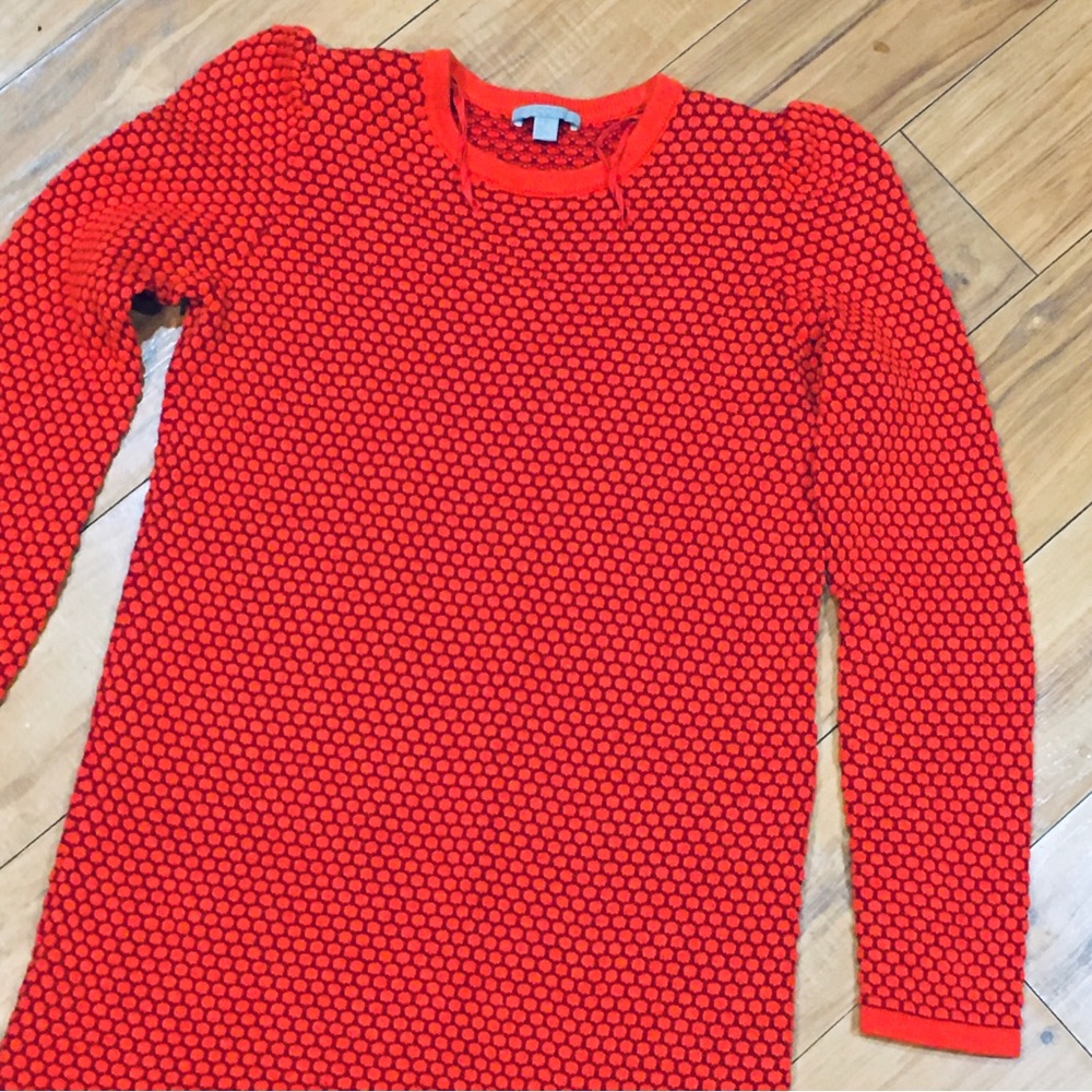 COS red sweater dress Swiss dot form fitting thick luxury cozy long slee…